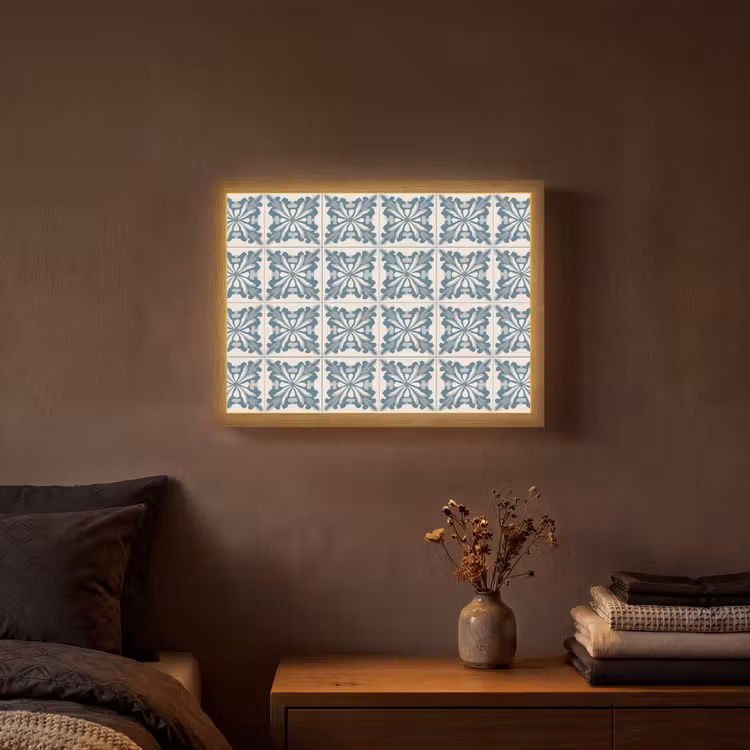 Dessin - Tegel - Blauw Light Box met batterij (Wandlamp) middel 907 -sfeer4