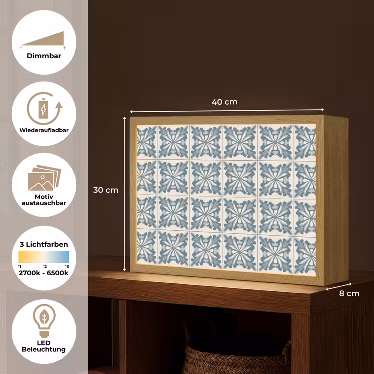 Dessin - Tegel - Blauw Light Box met batterij (Wandlamp) middel 907 -USP_websiteoverzichtDE