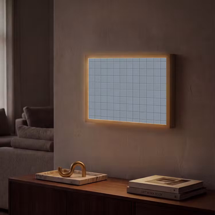 Patroon - Tegel - Blauwgrijs Light Box met batterij (Wandlamp) middel 907 -sfeer1