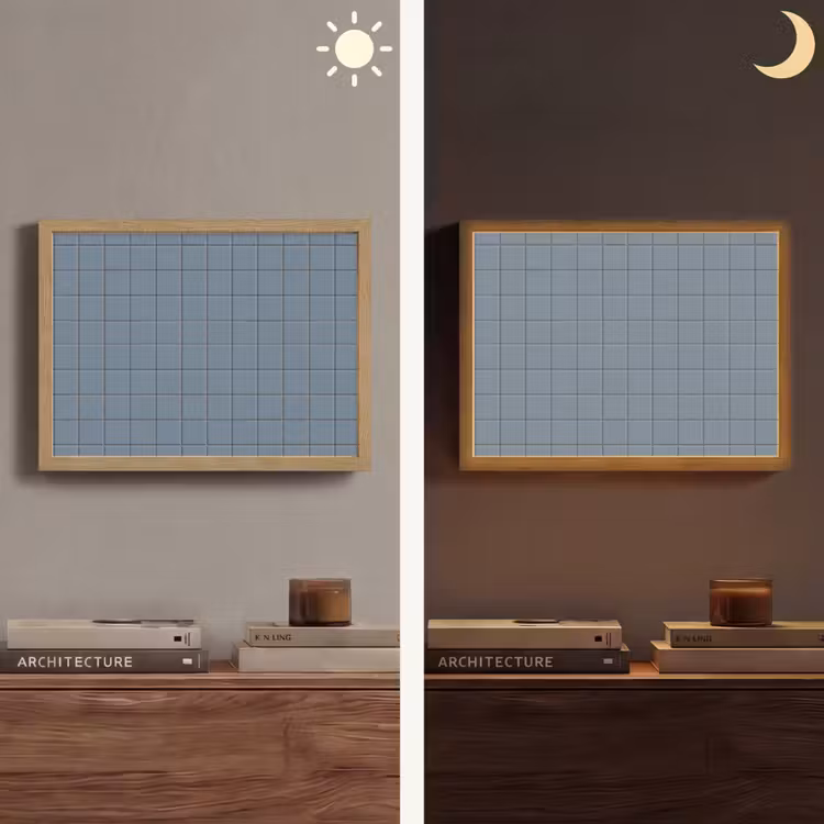 Patroon - Tegel - Blauwgrijs Light Box met batterij (Wandlamp) middel 907 -sfeer3