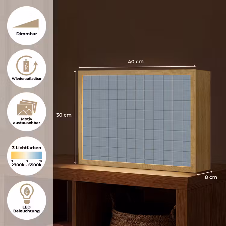 Patroon - Tegel - Blauwgrijs Light Box met batterij (Wandlamp) middel 907 -USP_websiteoverzichtDE