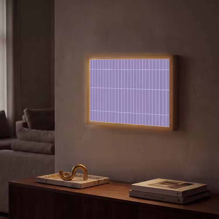Patroon - Tegel - Lila Light Box met batterij (Wandlamp) middel 907 -sfeer1