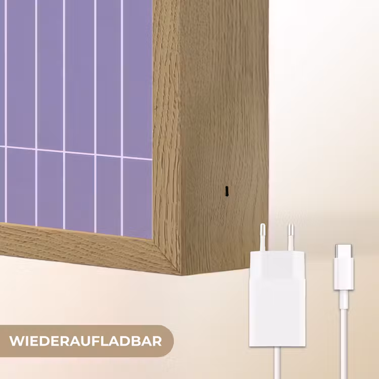 Patroon - Tegel - Lila Light Box met batterij (Wandlamp) middel 907 -USP_websiteoplaadbaarDE
