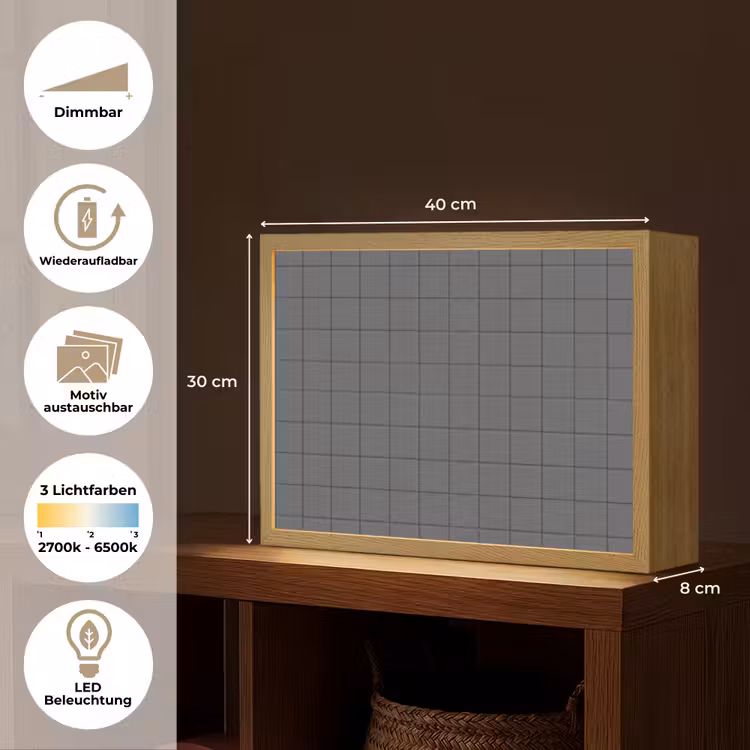 Patroon - Tegel - Grafiet - Grijs Light Box met batterij (Wandlamp) middel 907 -USP_websiteoverzichtDE