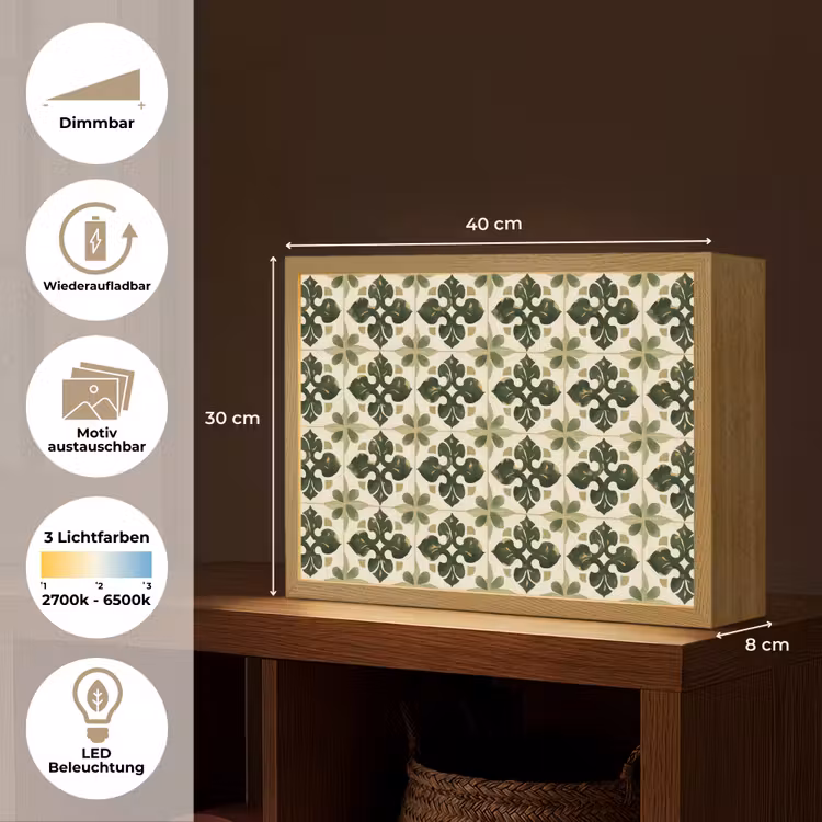 Patroon - Tegel - Groen Light Box met batterij (Wandlamp) middel 907 -USP_websiteoverzichtDE