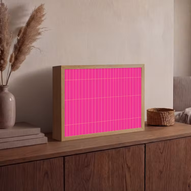 Patroon - Tegel - Magenta - Roze Light Box met batterij (Wandlamp) middel 907 -sfeer2