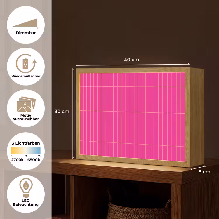 Patroon - Tegel - Magenta - Roze Light Box met batterij (Wandlamp) middel 907 -USP_websiteoverzichtDE