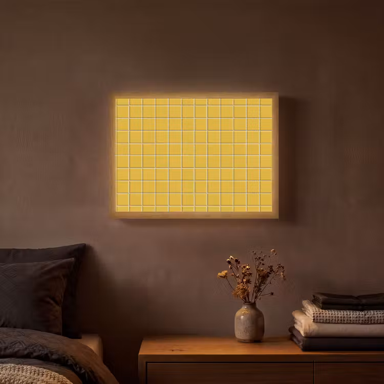 Patroon - Tegel - Okergeel Light Box met batterij (Wandlamp) middel 907 -sfeer4