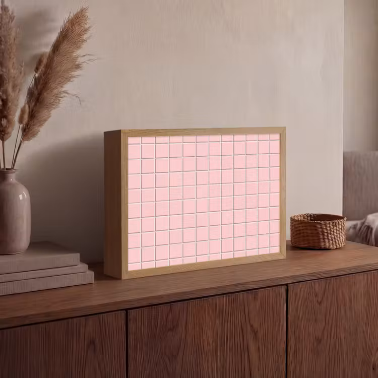 Patroon - Tegel - Pastelroze Light Box met batterij (Wandlamp) middel 907 -sfeer2
