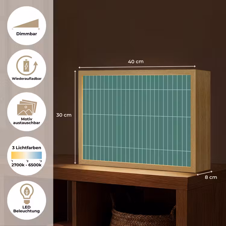 Patroon - Tegel - Saliegroen Light Box met batterij (Wandlamp) middel 907 -USP_websiteoverzichtDE