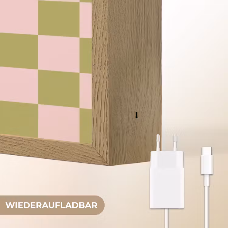 Patroon - Geblokt - Olijfgroen - Amore Light Box met batterij (Wandlamp) middel -USP_websiteoplaadbaarDE