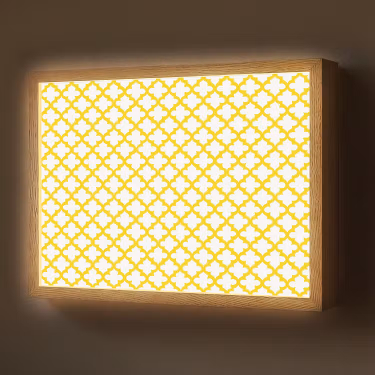 Patroon - Geometrisch - Klassiek - Geel Light Box met batterij (Wandlamp) middel 907 -z3d_website