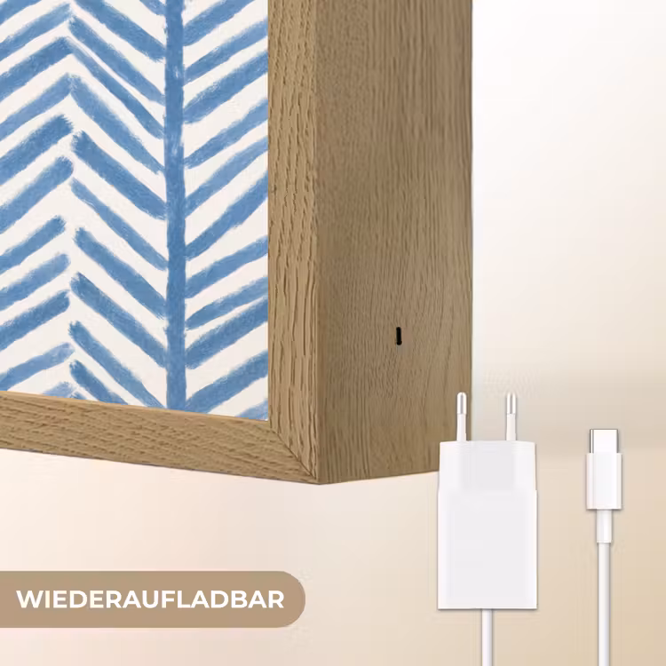 Patroon - Streep - Blauw Light Box met batterij (Wandlamp) middel 907 -USP_websiteoplaadbaarDE