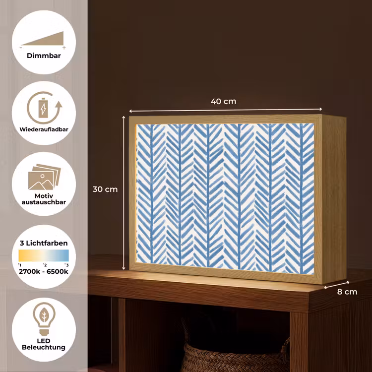 Patroon - Streep - Blauw Light Box met batterij (Wandlamp) middel 907 -USP_websiteoverzichtDE