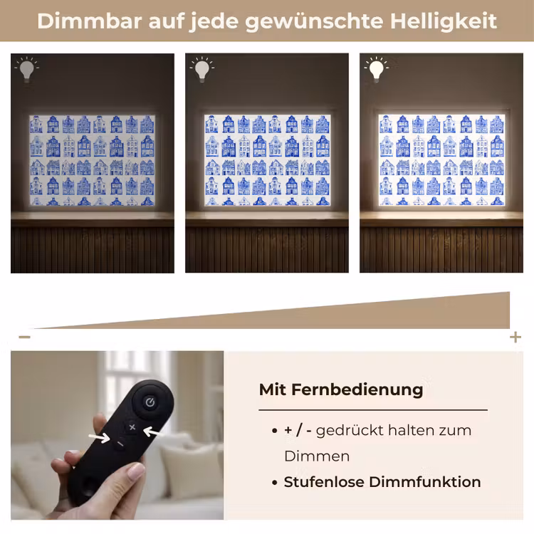 Patroon - Huizen - Blauw Light Box met batterij (Wandlamp) middel 907 -USP_dimbaarDE