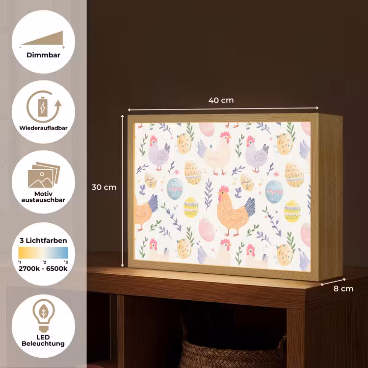 Patroon - Kip - Paaseieren Light Box met batterij (Wandlamp) middel -USP_websiteoverzichtDE