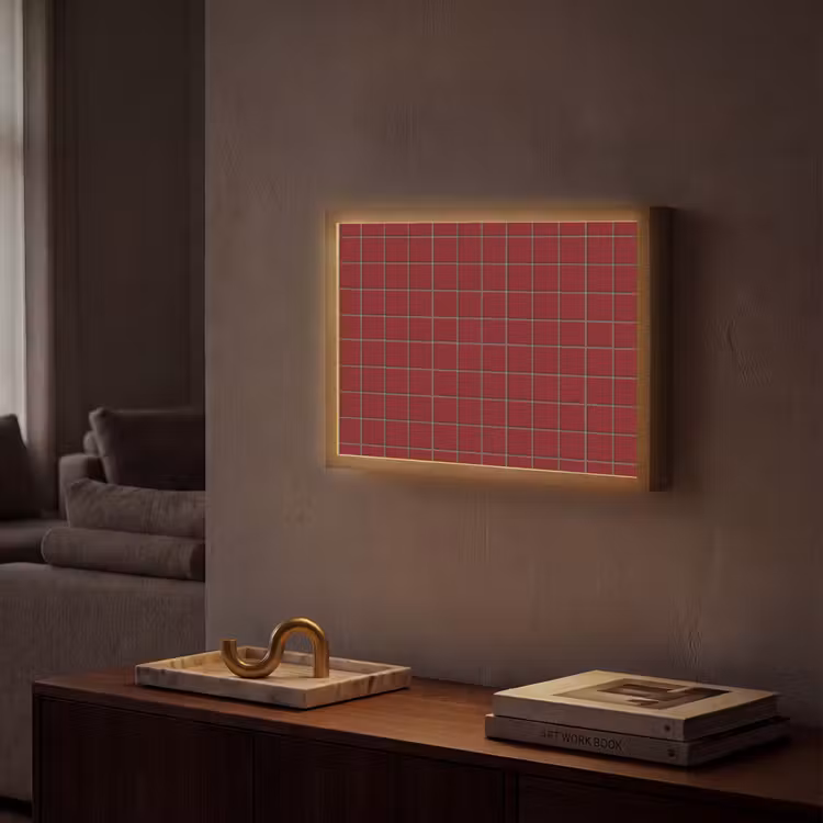 Patroon - Tegels - Burgundy Light Box met batterij (Wandlamp) middel 907 -sfeer1