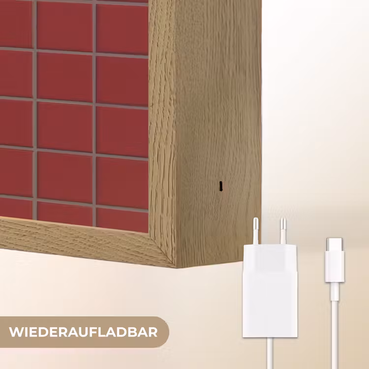 Patroon - Tegels - Burgundy Light Box met batterij (Wandlamp) middel 907 -USP_websiteoplaadbaarDE