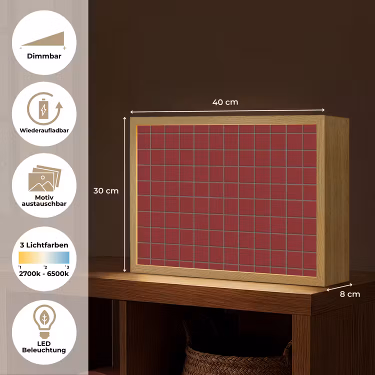 Patroon - Tegels - Burgundy Light Box met batterij (Wandlamp) middel 907 -USP_websiteoverzichtDE