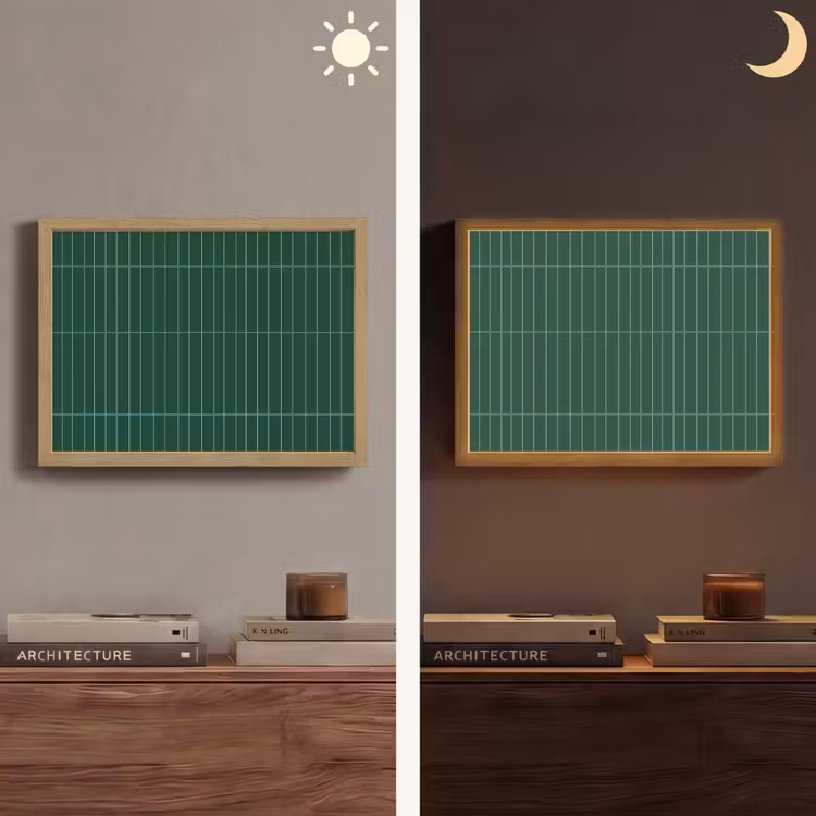 Patroon - Tegels - Donkergroen Light Box met batterij (Wandlamp) middel 907 -sfeer3