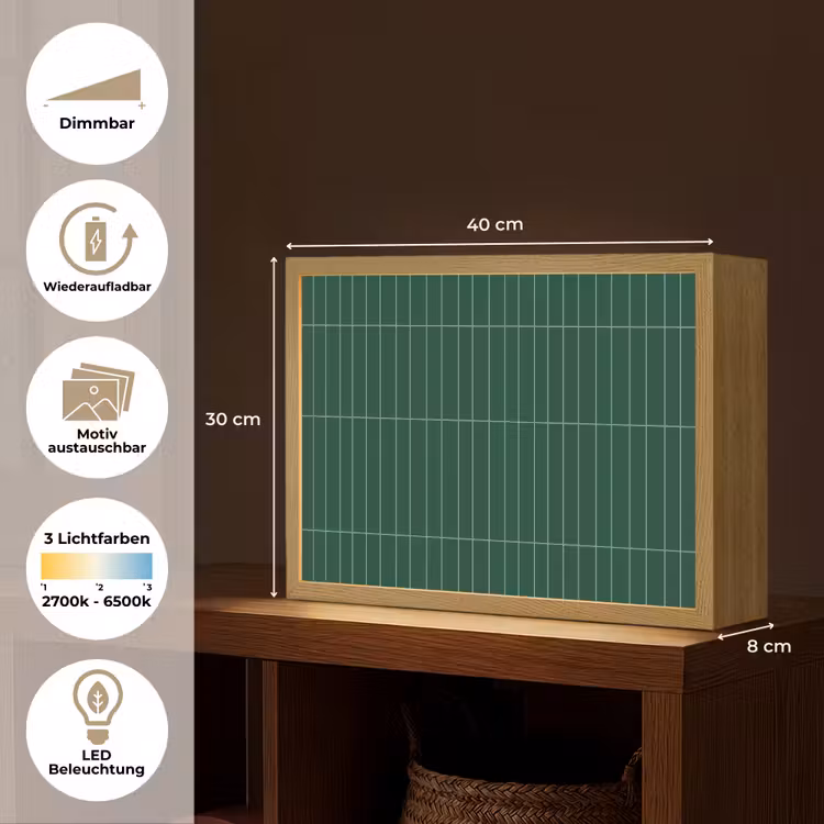 Patroon - Tegels - Donkergroen Light Box met batterij (Wandlamp) middel 907 -USP_websiteoverzichtDE