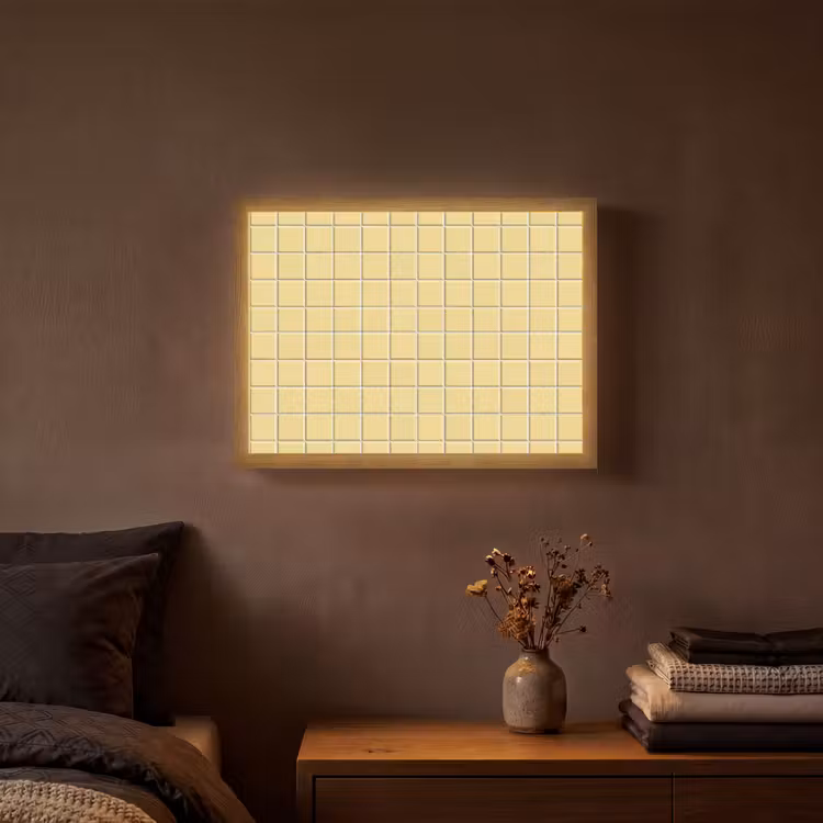 Patroon - Tegels - Geel Light Box met batterij (Wandlamp) middel 907 -sfeer4