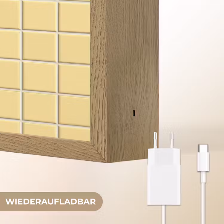Patroon - Tegels - Geel Light Box met batterij (Wandlamp) middel 907 -USP_websiteoplaadbaarDE