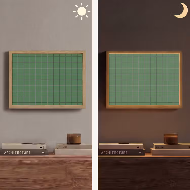 Patroon - Tegels - Groen Light Box met batterij (Wandlamp) middel 907 -sfeer3