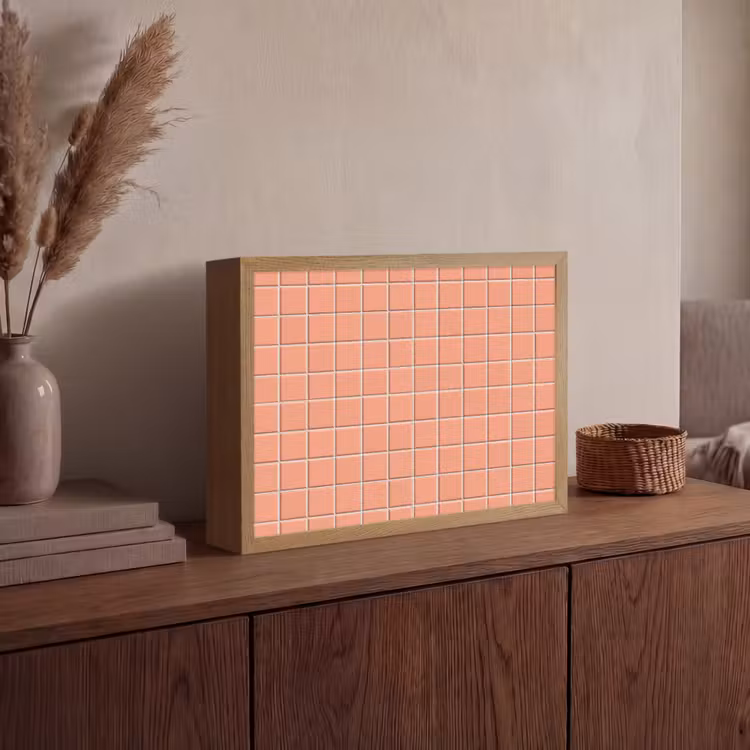 Patroon - Tegels - Perzik Light Box met batterij (Wandlamp) middel 907 -sfeer2