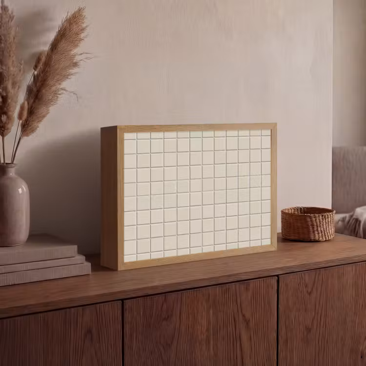Patroon - Tegels - Taupe Light Box met batterij (Wandlamp) middel 907 -sfeer2