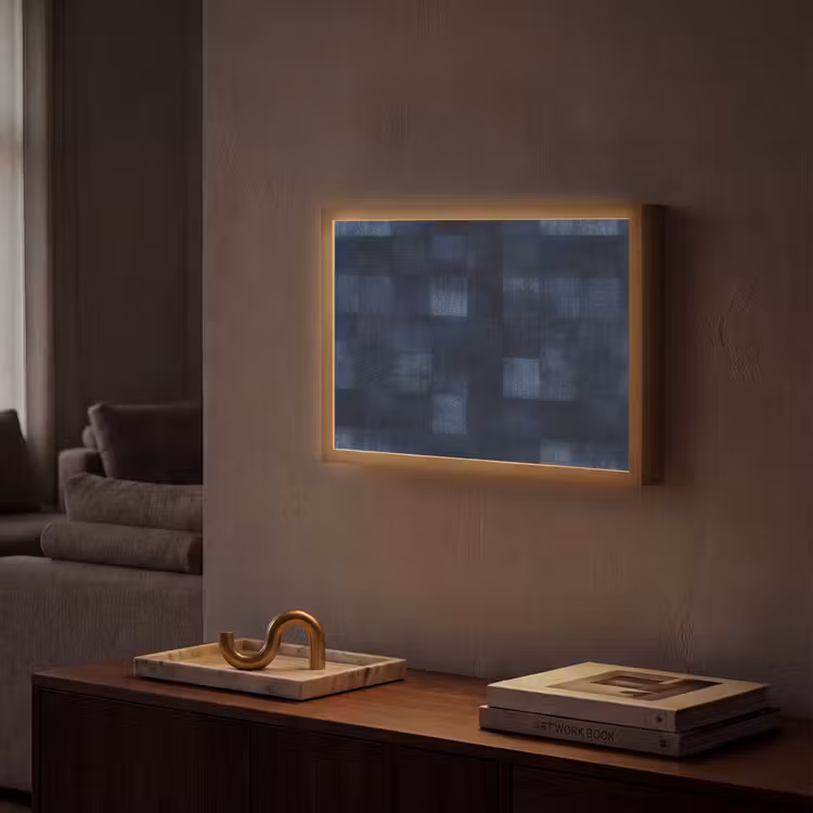 Patroon - Ruit - Marineblauw Light Box met batterij (Wandlamp) middel 907 -sfeer1