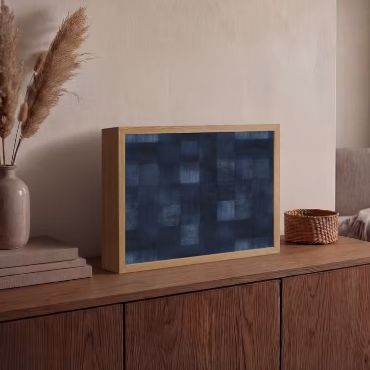 Patroon - Ruit - Marineblauw Light Box met batterij (Wandlamp) middel 907 -sfeer2