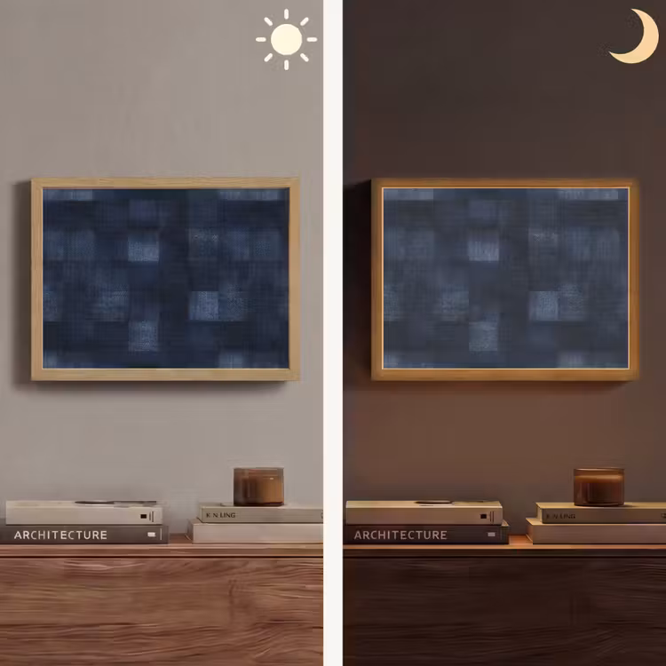Patroon - Ruit - Marineblauw Light Box met batterij (Wandlamp) middel 907 -sfeer3