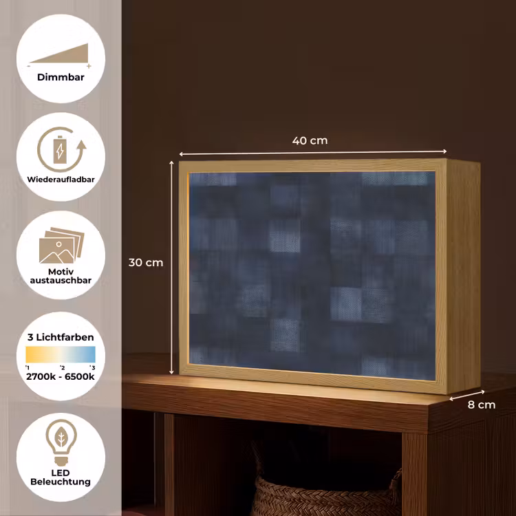 Patroon - Ruit - Marineblauw Light Box met batterij (Wandlamp) middel 907 -USP_websiteoverzichtDE