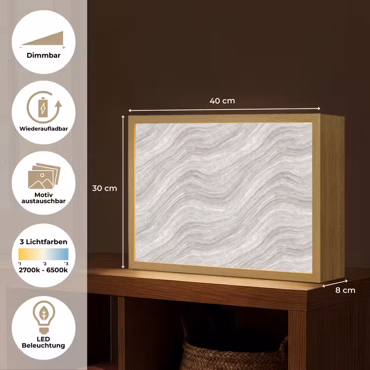 Patroon - Helder - Wit - Grijs Light Box met batterij (Wandlamp) middel 907 -USP_websiteoverzichtDE