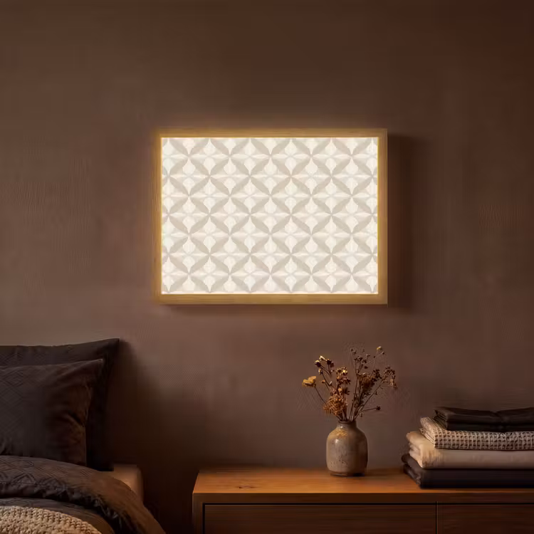 Patroon - Klassiek - Beige Light Box met batterij (Wandlamp) middel 907 -sfeer4