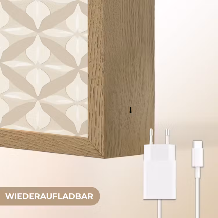 Patroon - Klassiek - Beige Light Box met batterij (Wandlamp) middel 907 -USP_websiteoplaadbaarDE