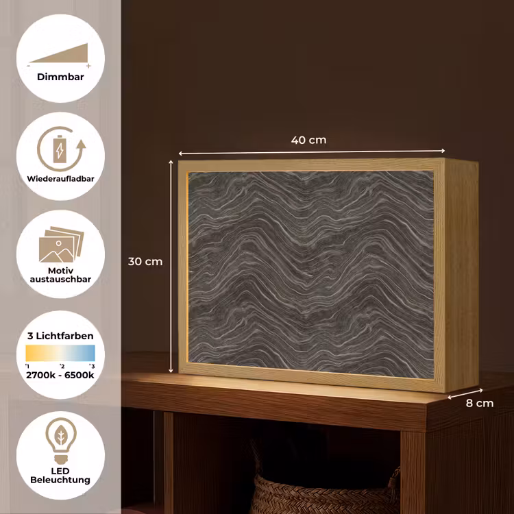 Patroon - Contrast - Antraciet Light Box met batterij (Wandlamp) middel 907 -USP_websiteoverzichtDE