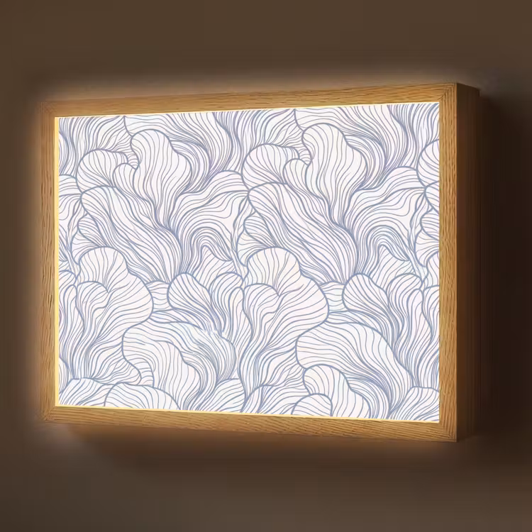 Patroon - Lijnen - Organisch - Abstract - Blauw Light Box met batterij (Wandlamp) middel -z3d_website