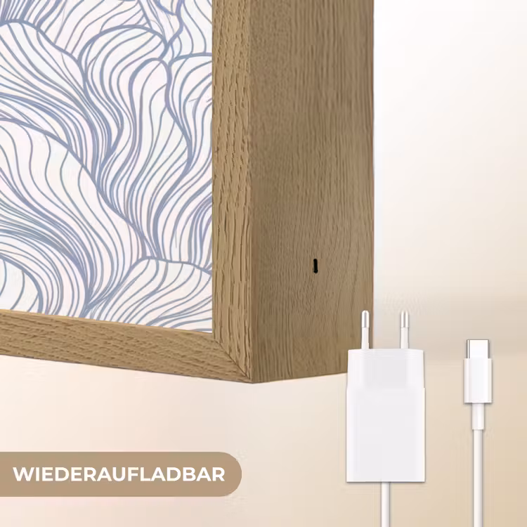 Patroon - Lijnen - Organisch - Abstract - Blauw Light Box met batterij (Wandlamp) middel -USP_websiteoplaadbaarDE