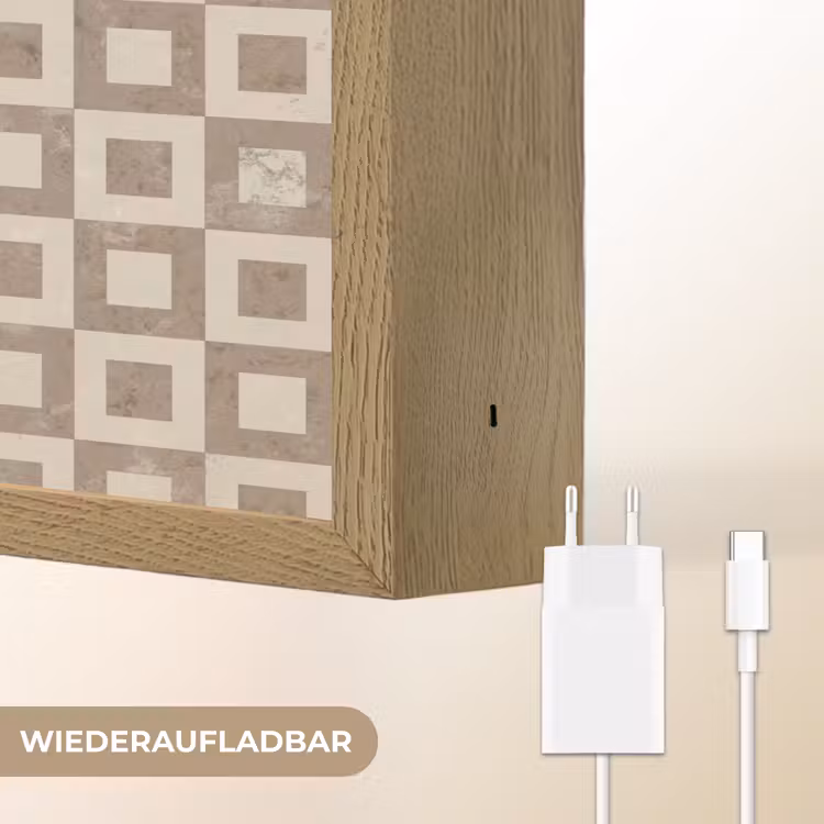 Patroon - Marmer - Beige Light Box met batterij (Wandlamp) middel 907 -USP_websiteoplaadbaarDE