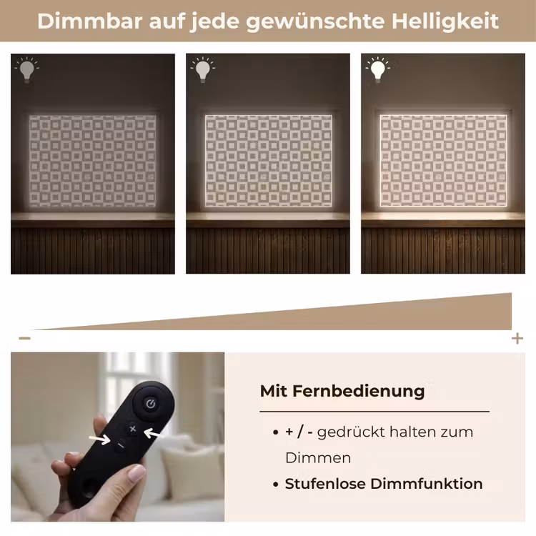 Patroon - Marmer - Beige Light Box met batterij (Wandlamp) middel 907 -USP_dimbaarDE
