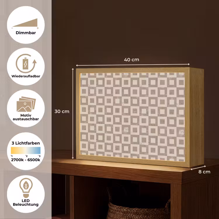 Patroon - Marmer - Beige Light Box met batterij (Wandlamp) middel 907 -USP_websiteoverzichtDE
