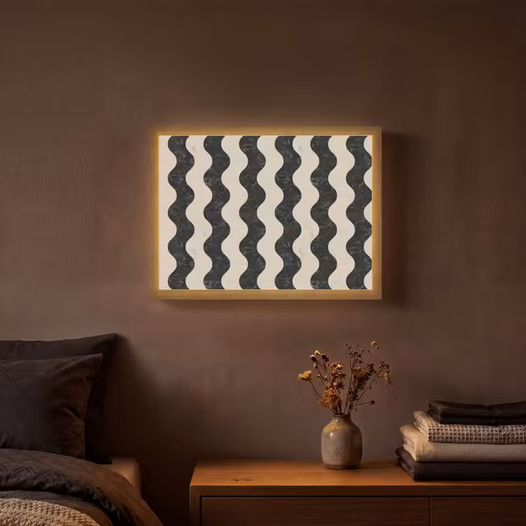 Patroon - Marmer - Groen - Cremé Light Box met batterij (Wandlamp) middel 907 -sfeer4