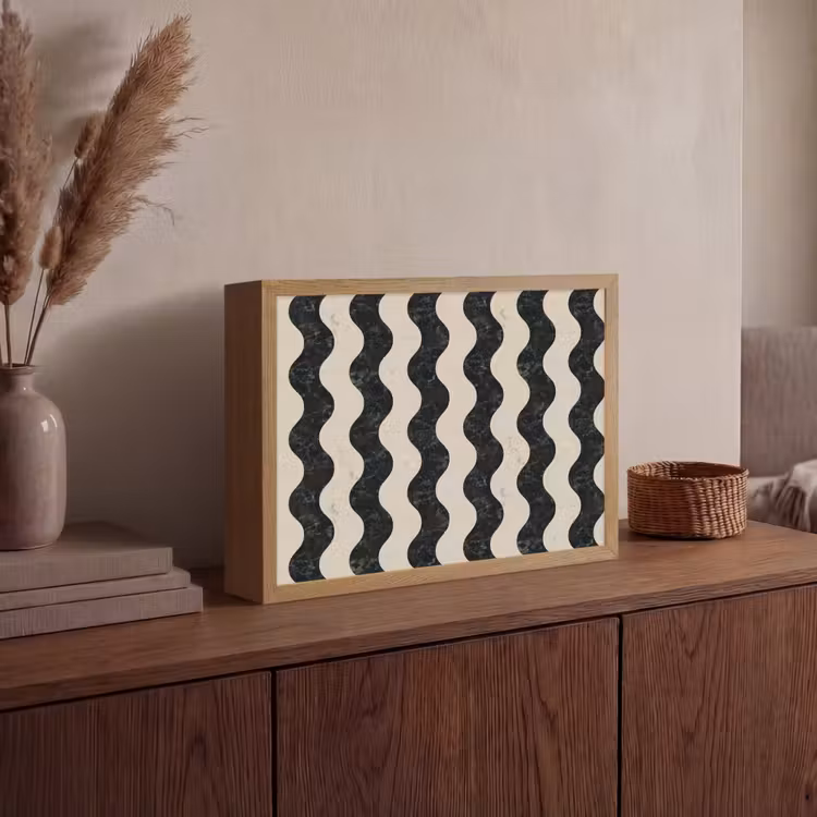 Patroon - Marmer - Groen - Cremé Light Box met batterij (Wandlamp) middel 907 -sfeer2