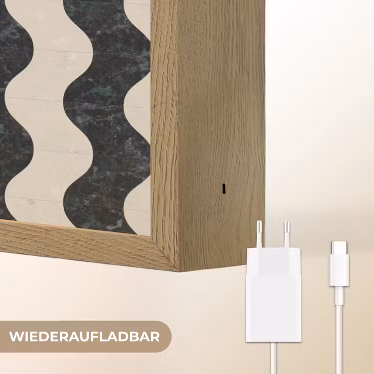 Patroon - Marmer - Groen - Cremé Light Box met batterij (Wandlamp) middel 907 -USP_websiteoplaadbaarDE