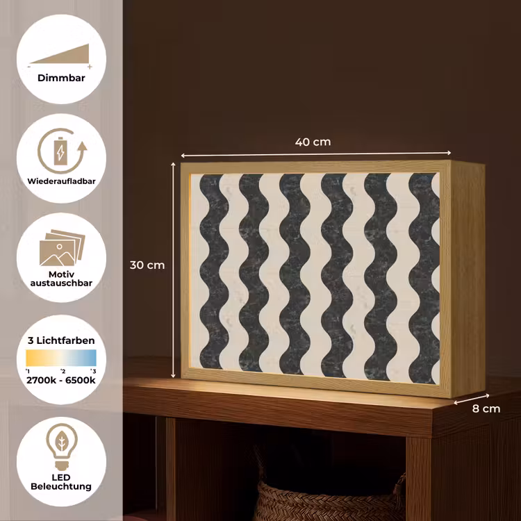 Patroon - Marmer - Groen - Cremé Light Box met batterij (Wandlamp) middel 907 -USP_websiteoverzichtDE