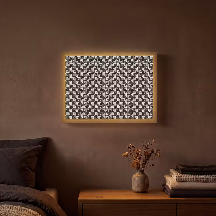 Patroon - Marmer - Zwart Light Box met batterij (Wandlamp) middel 907 -sfeer4