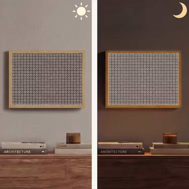 Patroon - Marmer - Zwart Light Box met batterij (Wandlamp) middel 907 -sfeer3