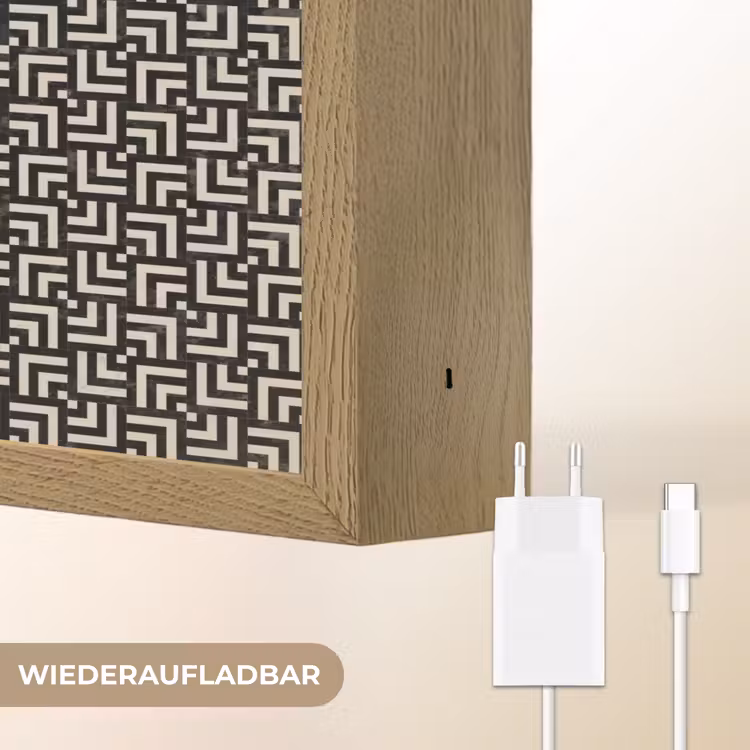Patroon - Marmer - Zwart Light Box met batterij (Wandlamp) middel 907 -USP_websiteoplaadbaarDE
